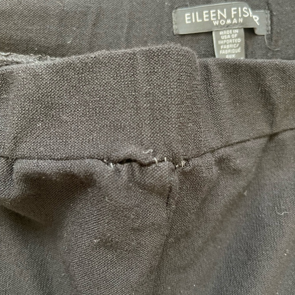EILEEN fisher pull on black stretchy wide leg cropped/capri pants - Picture 7 of 7